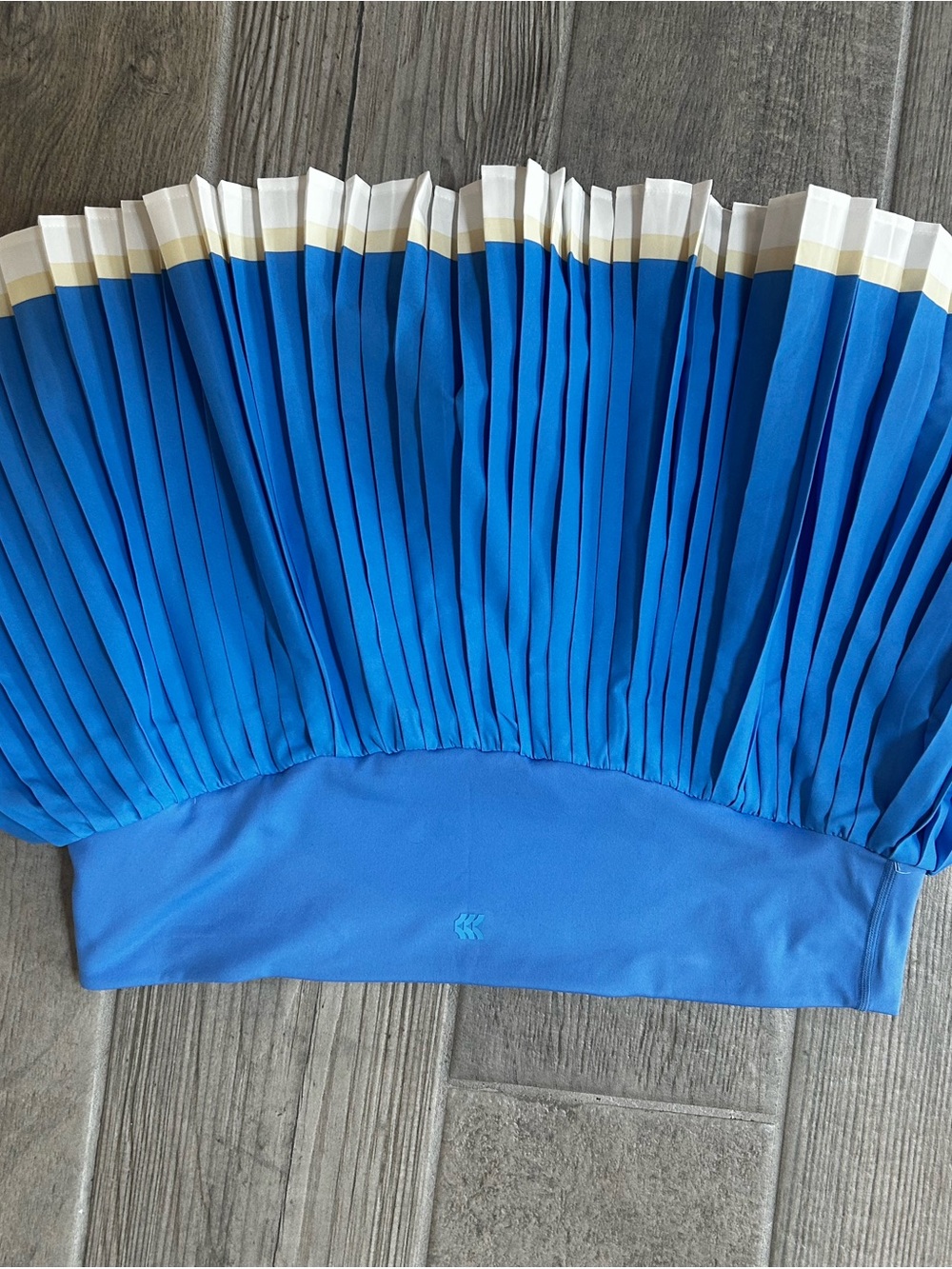 Blue Pleated Athletic skort with built-in shorts with White Trim - Women - Picture 2 of 4